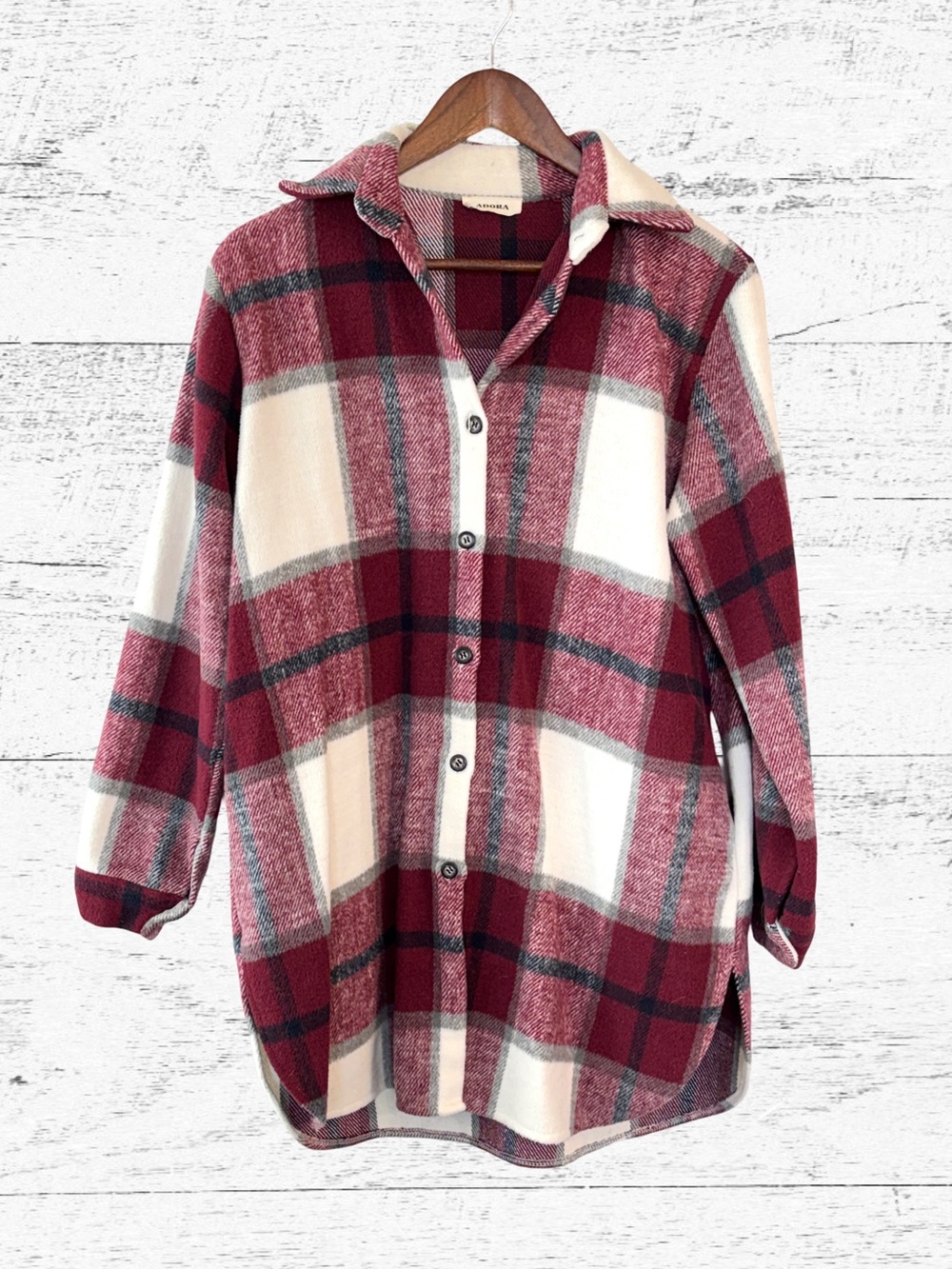 ADORA Red & Cream Plaid Button-Down Shirt